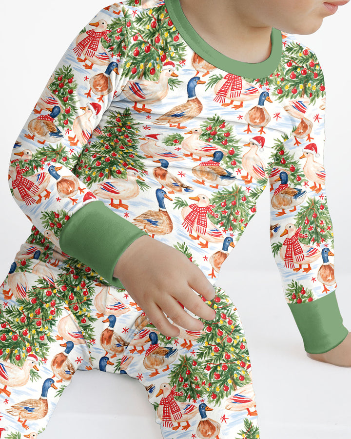 Christmas and Duck Bamboo Two Piece Long Sleeve Pajama Set