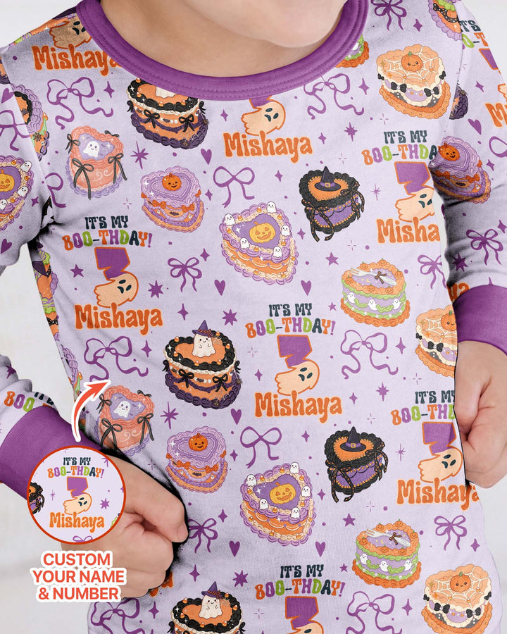 Custom Halloween Birthday Bamboo Two Piece Long Sleeve Pajama Set