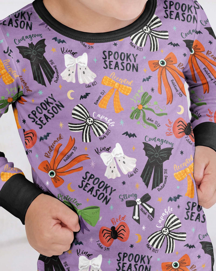 Spooky Bows Spooky Season Bamboo Two Piece Long Sleeve Pajama Set