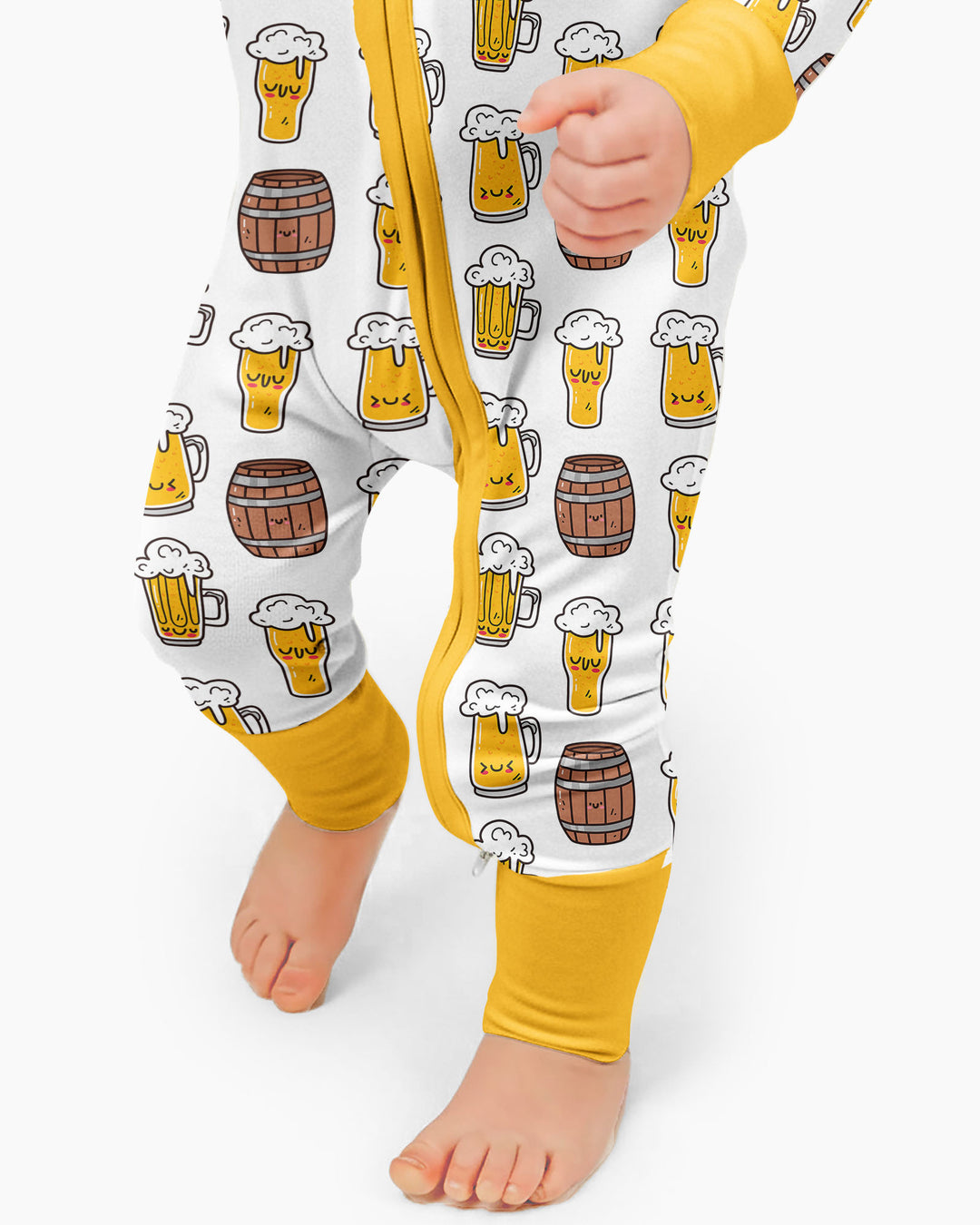Beer Mugs and Barrels Bamboo Convertible Zippered Romper