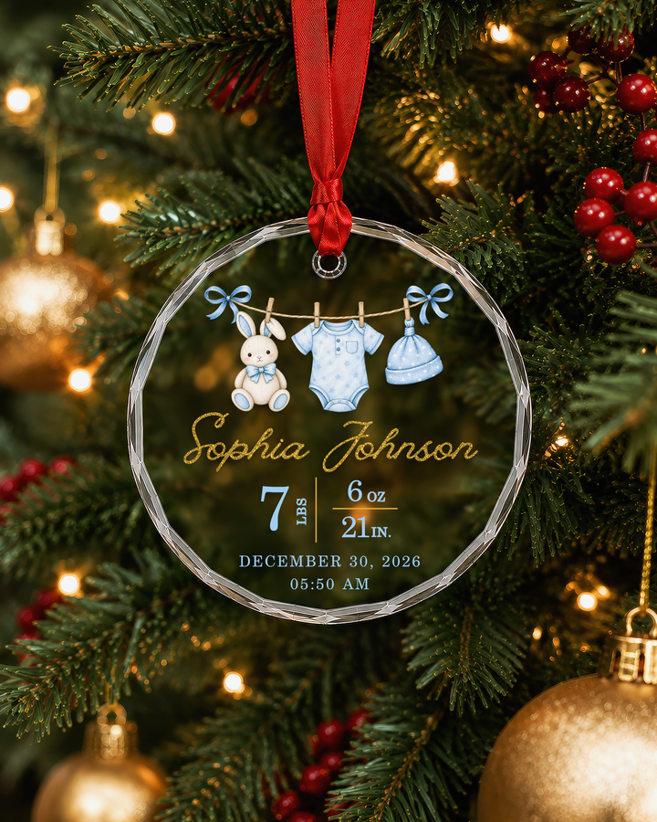 Baby First Christmas Personalized Glass Ornament
