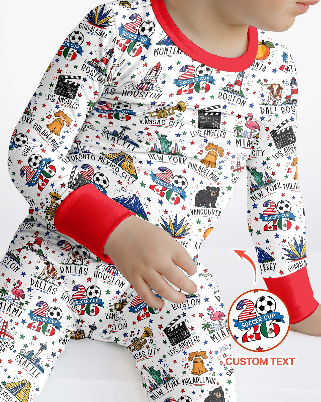 2026 Soccer Cup Host Citties Bamboo Two Piece Long Sleeve Pajama Set