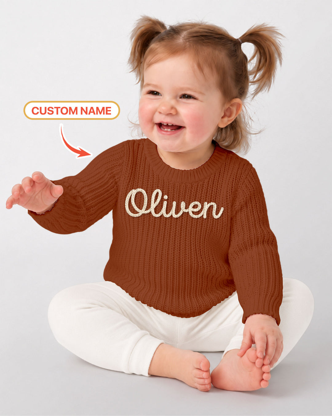 Embroidered Baby Name Bamboo Knit Sweater Bubble