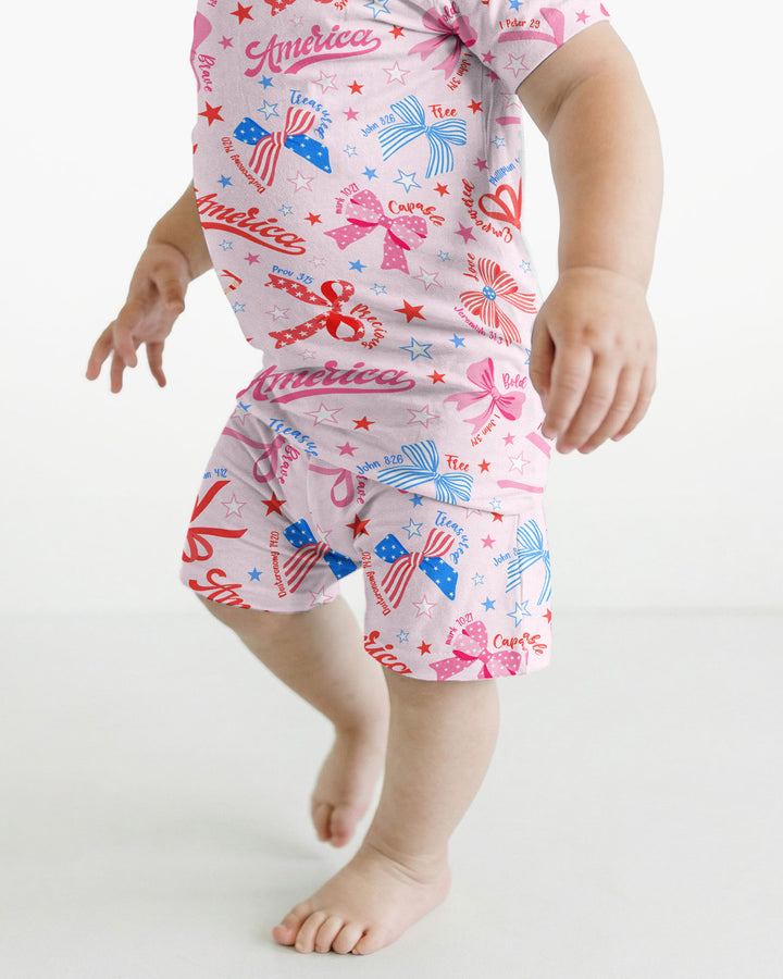 Conjunto de Pijama de Dos Piezas de Bambú con Mangas Cortas y Pantalones Cortos