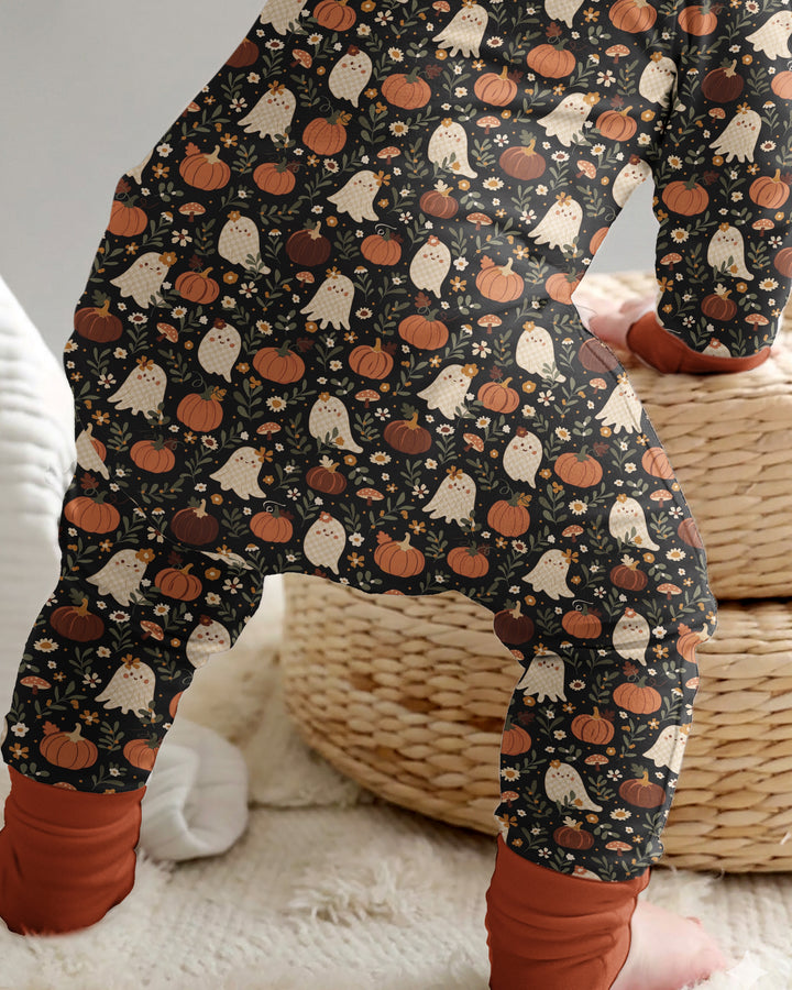 Ghost Pumpkin Harvest Floral Halloween Bamboo Convertible Zippy