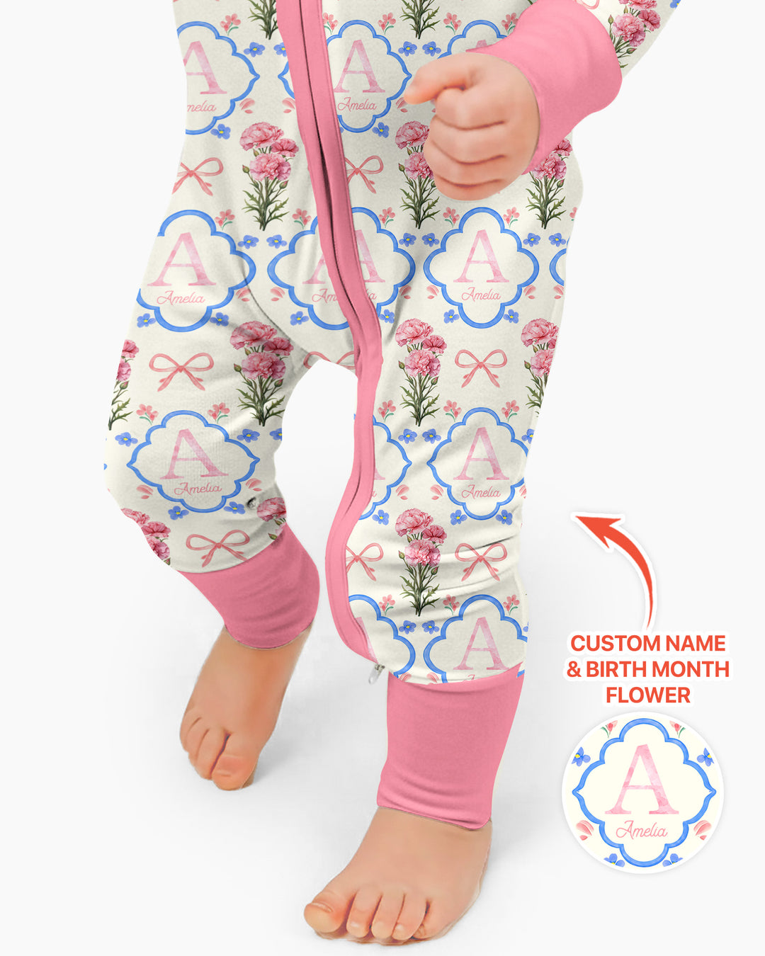 Personalized Birth Flower Mommy And Me Matching Bamboo Convertible Zippy
