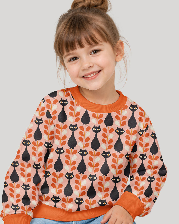 Retro Black Cat Garden Bamboo Crewneck Sweatshirt