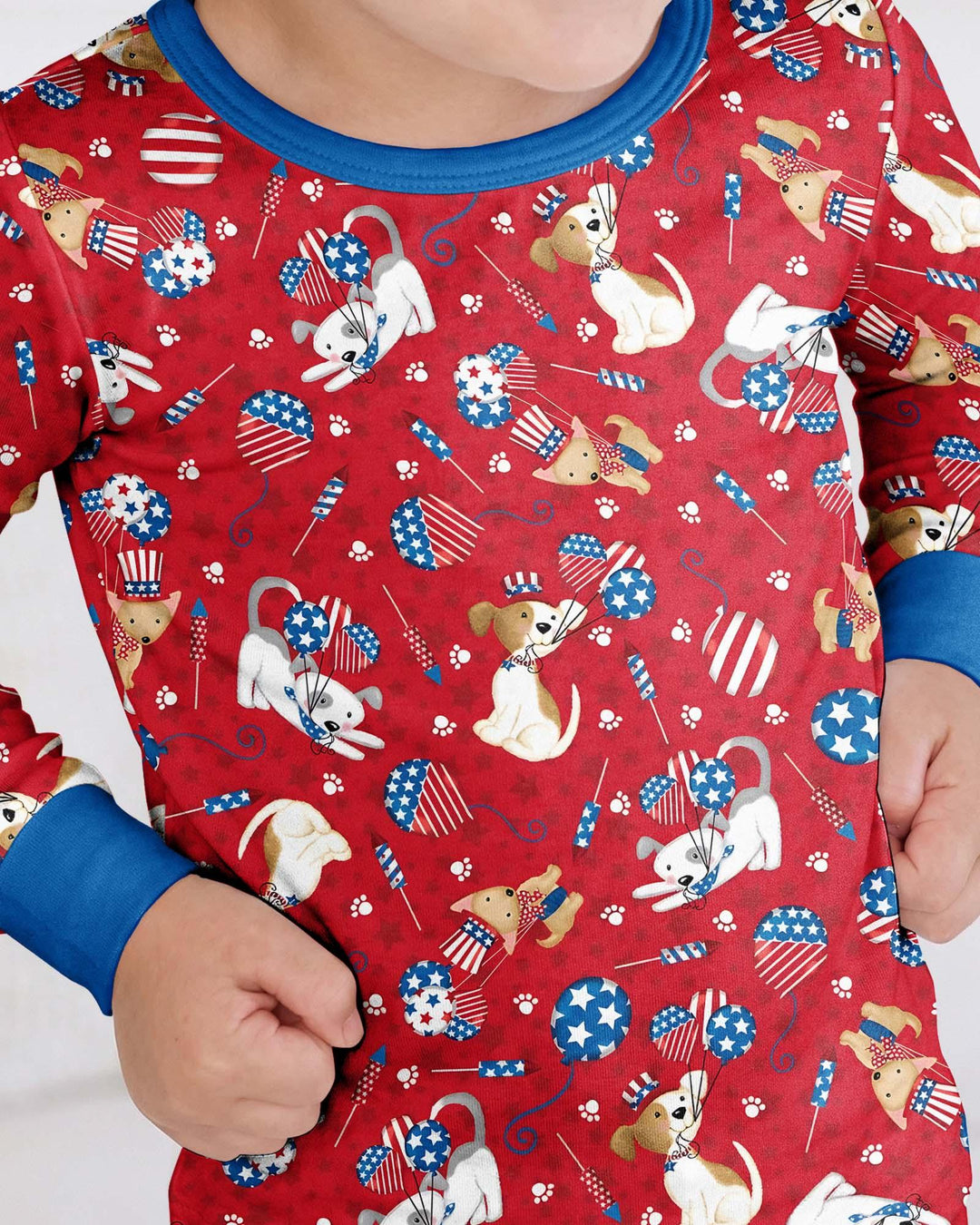 Conjunto de Pijama de Dos Piezas de Bambú de Manga Larga a Juego Familiar "Red, White & Woof"