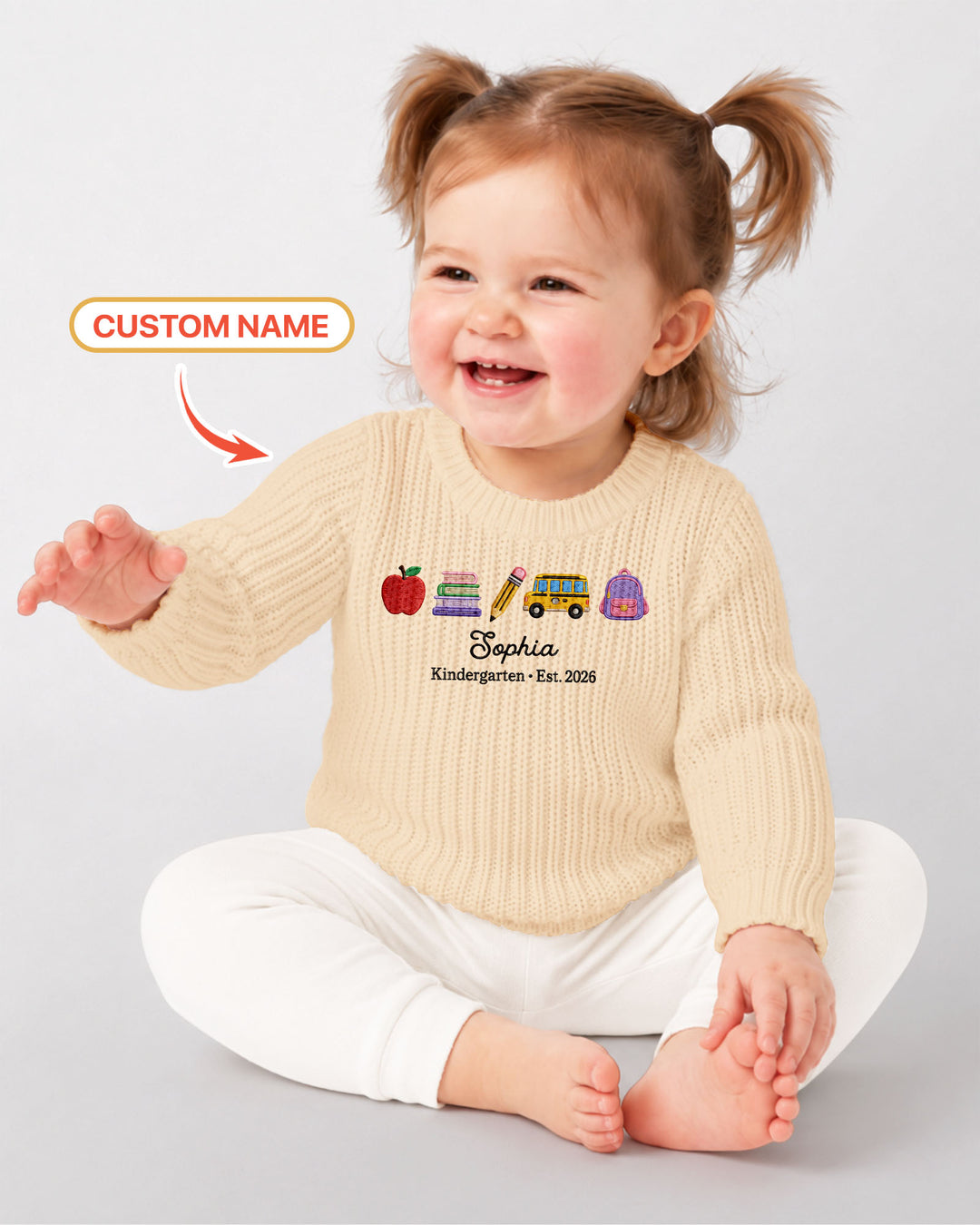 Little Apple Embroidered Baby Name Bamboo Knit Sweater Bubble