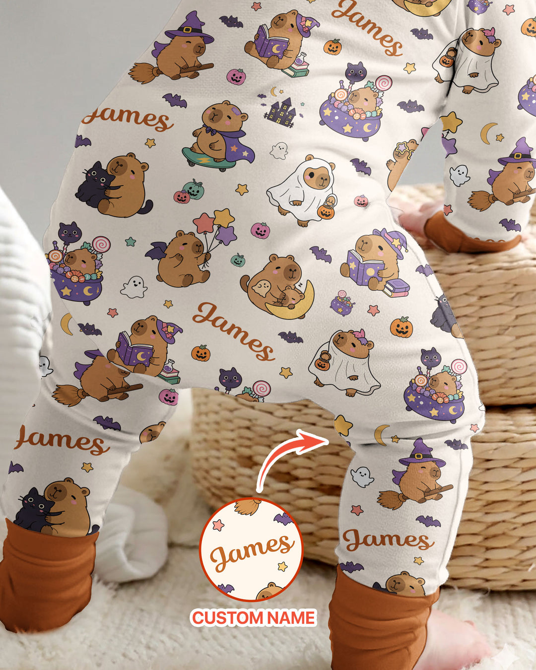 Custom Name Kawaii Halloween Capybara Bamboo Convertible Zippy