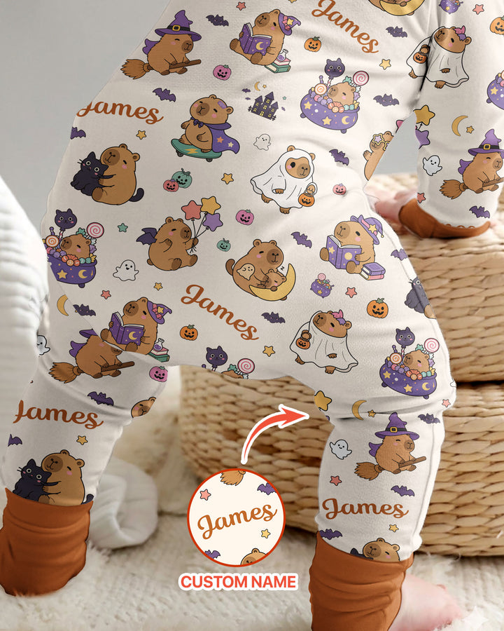 Custom Name Kawaii Halloween Capybara Bamboo Convertible Zippy