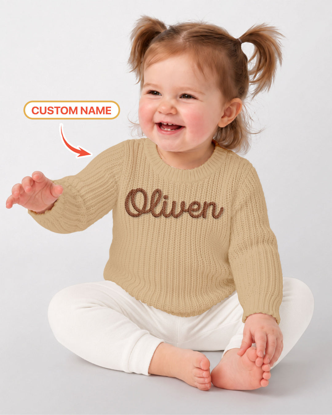 Embroidered Baby Name Bamboo Knit Sweater Bubble