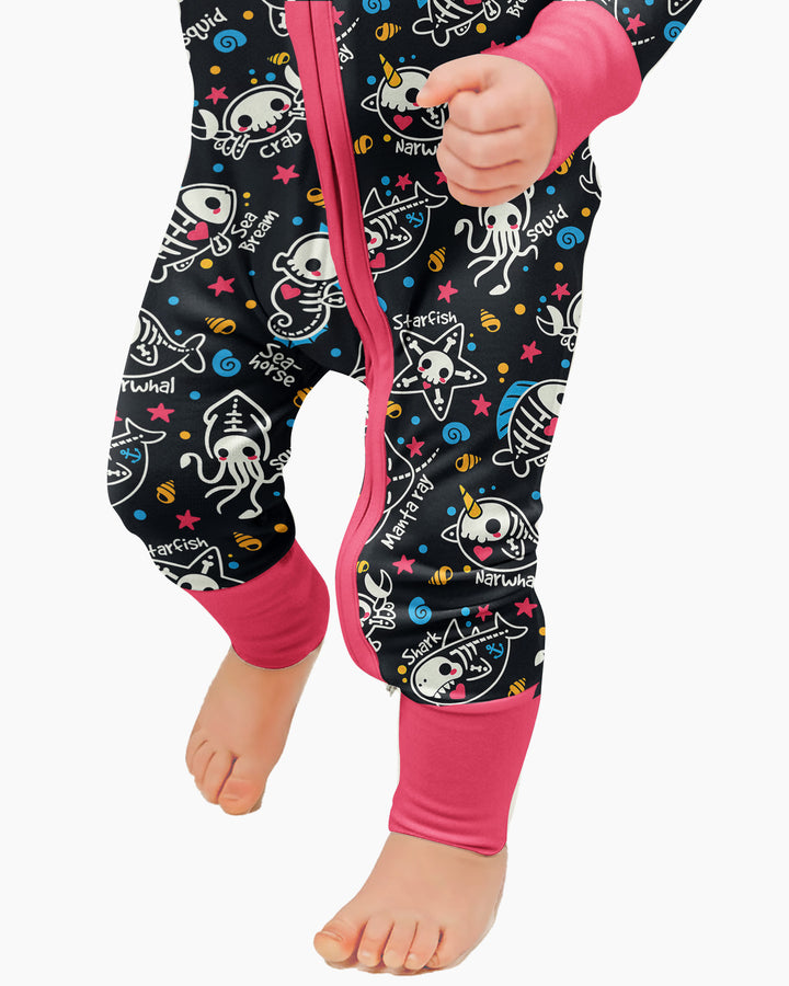 Kawaii Skeleton Ocean Animals Bamboo Convertible Zippy