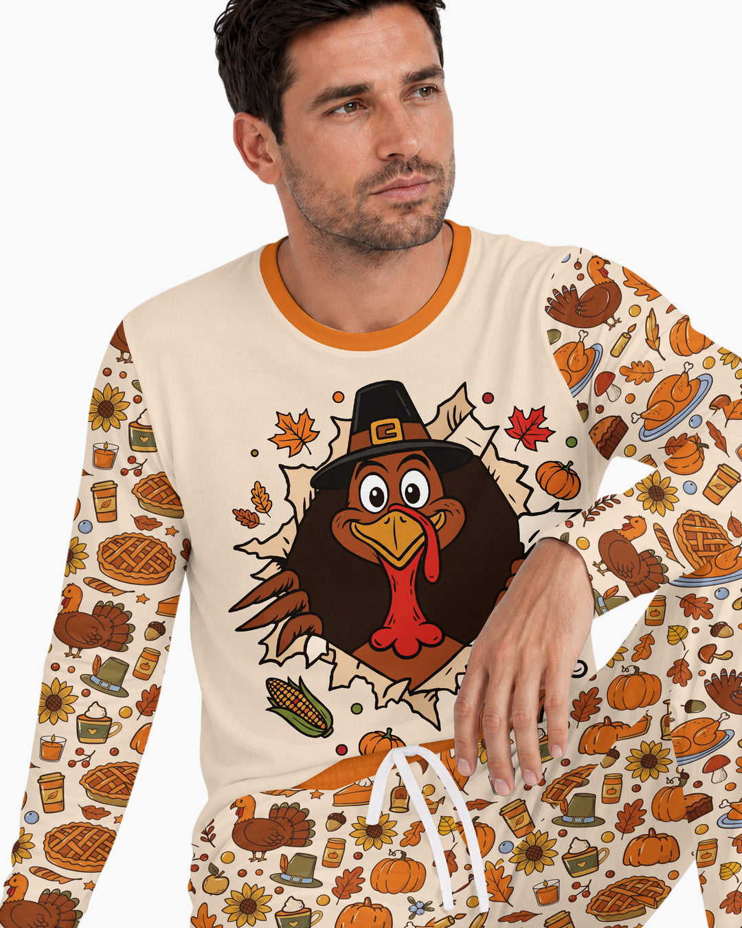Funny Turkey on Thanksgiving Bamboo Men's Pajama Set