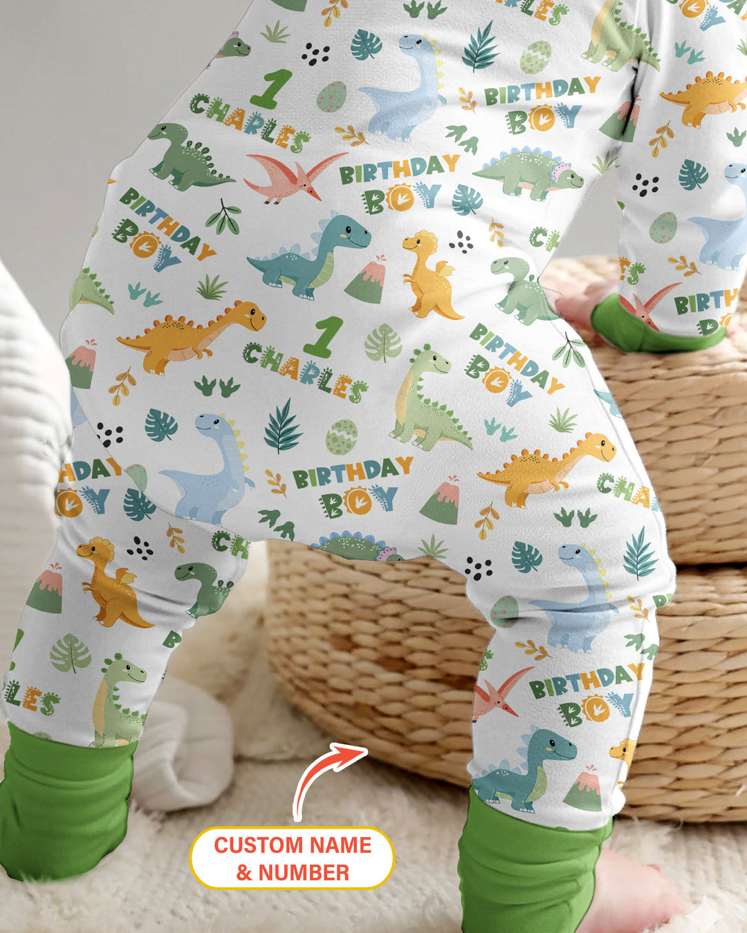 Personalized Dinosaur Birthday Bamboo Convertible Zippy