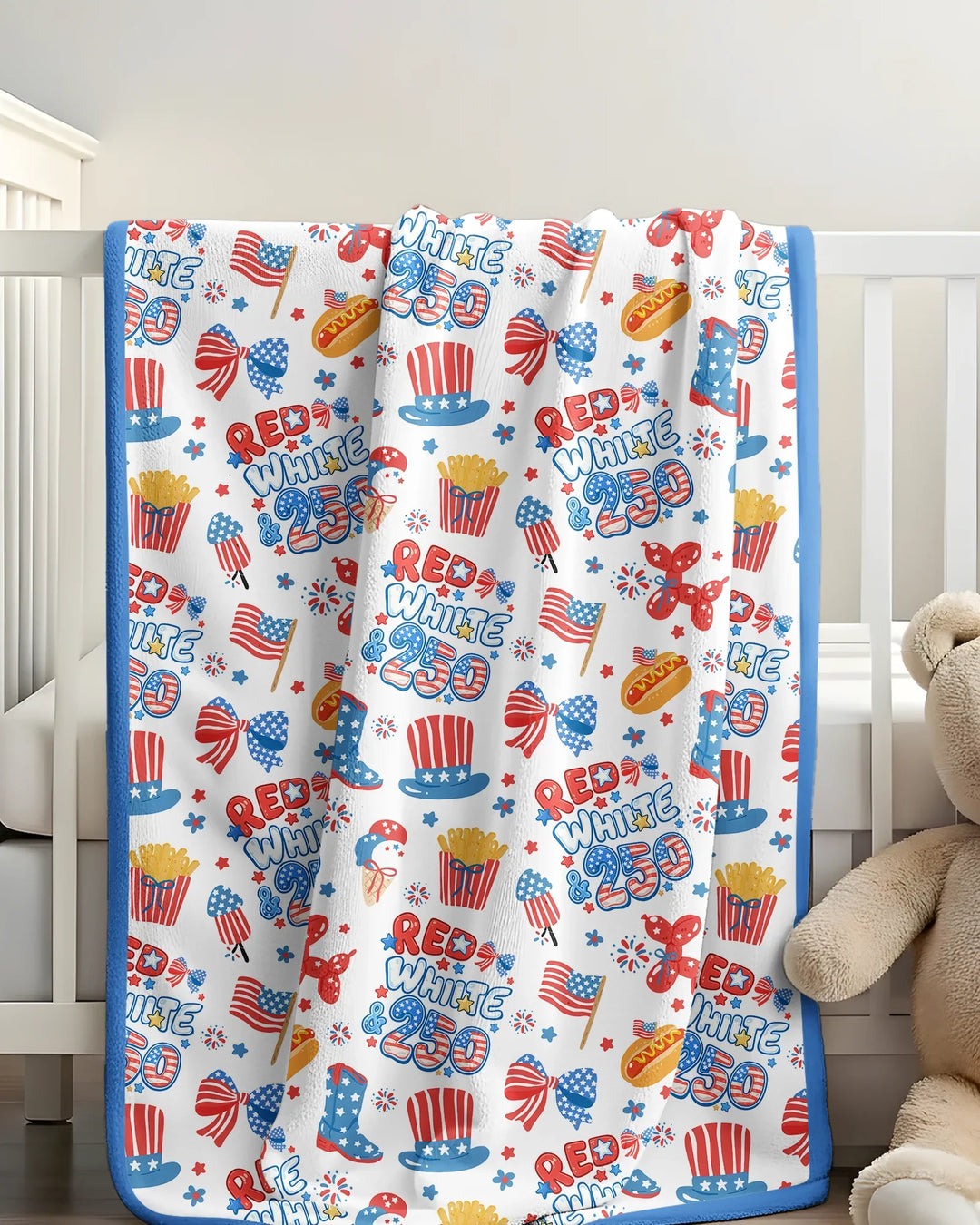 Red White & 250 Bamboo Blanket