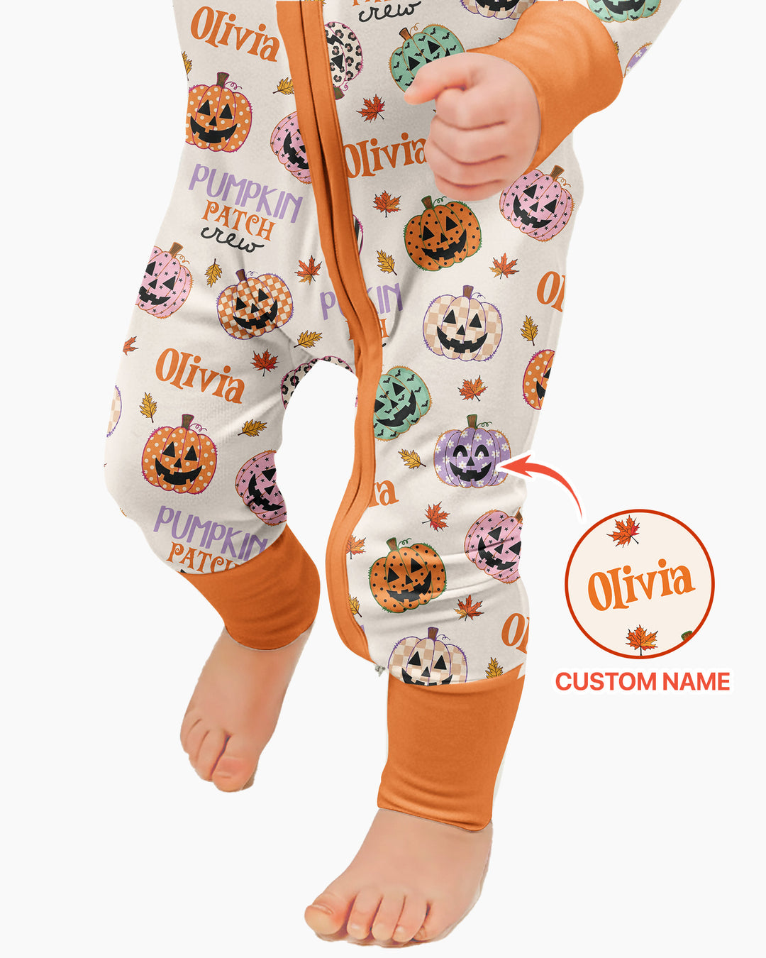 Custom Name Pumpkin Patch Crew Bamboo Convertible Zippy