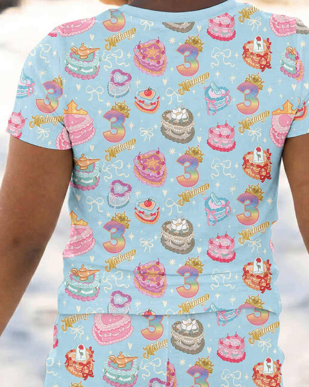 Custom Princess Baby Birthday Bamboo Two Piece Short Sleeve Pajama Set