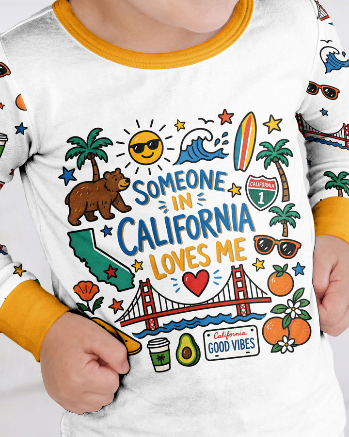 Someone in California Loves Me Bamboo Two Piece Long Sleeve Pajama Set (A)