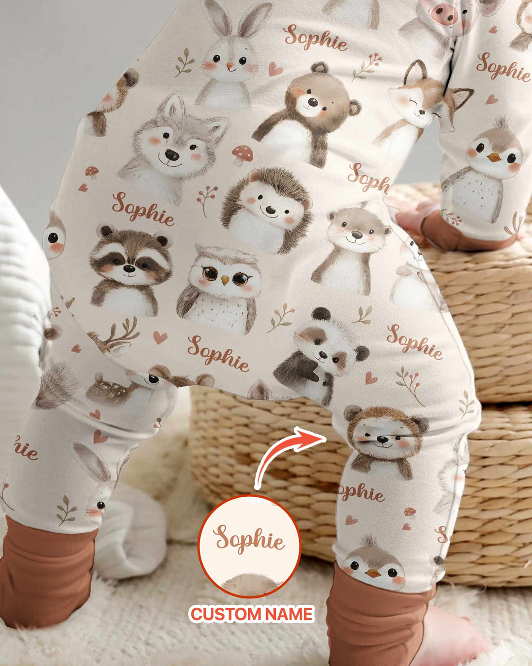Custom Name Watercolor Woodland Bamboo Convertible Zippy