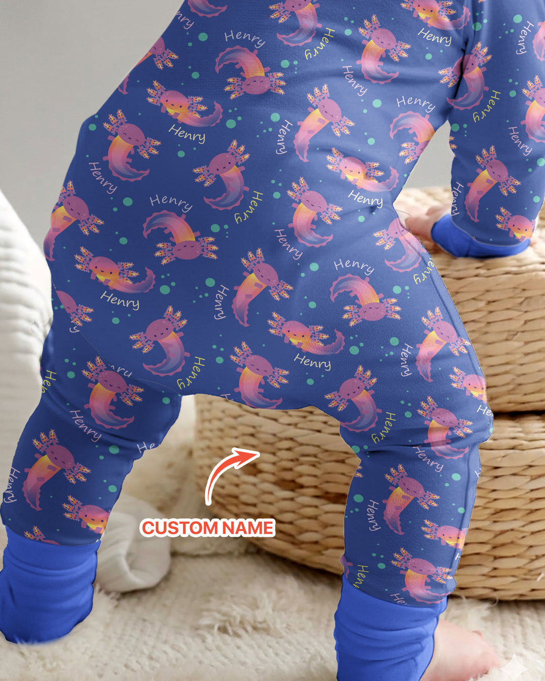 Axolotl Glow Custom Name Bamboo Convertible Zippy