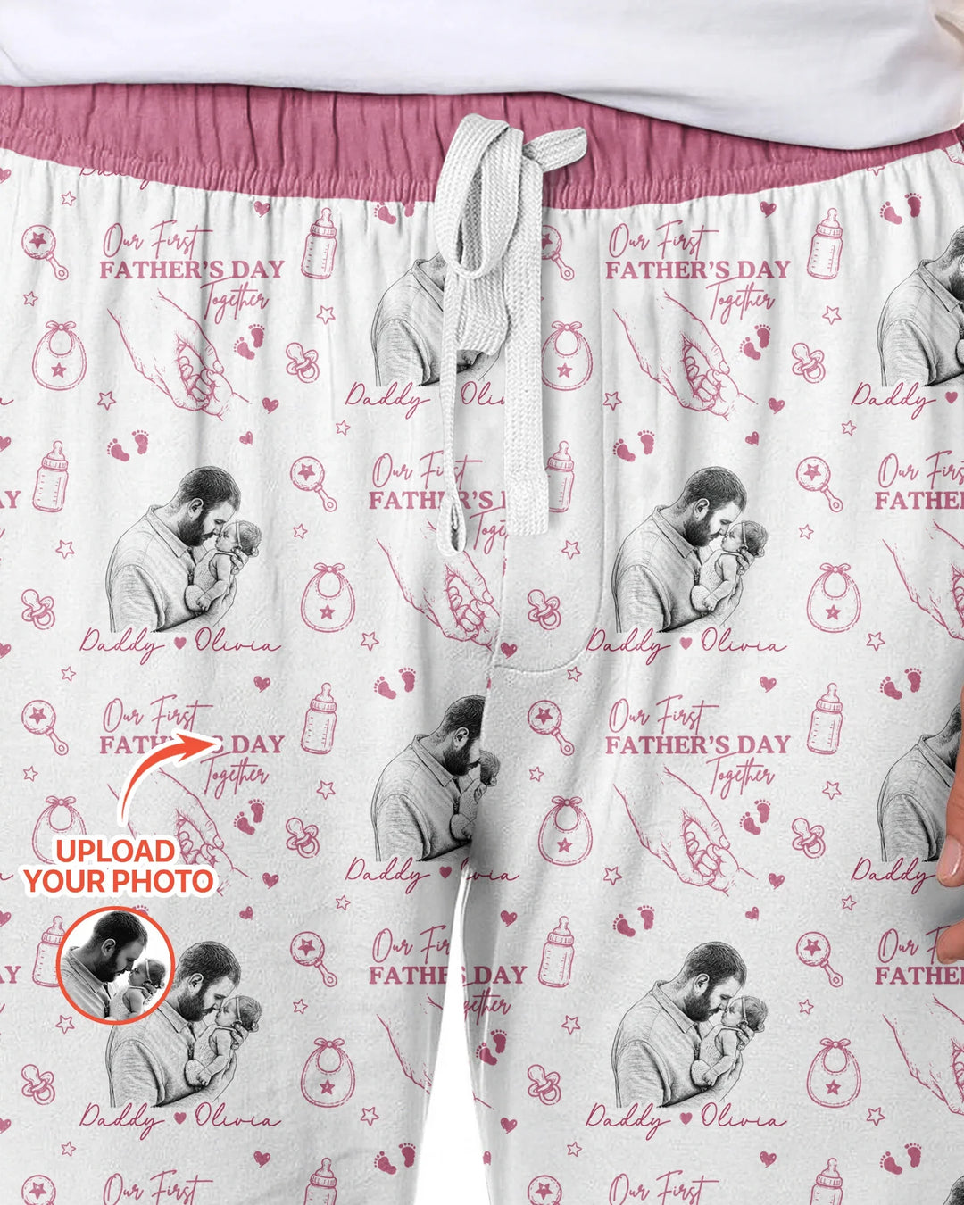 Custom Photo Our First Father's Day Together Bamboo Men's Pajama Set