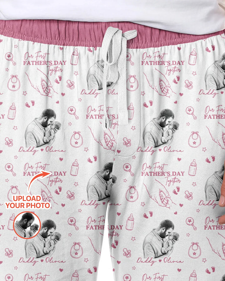 Custom Photo Our First Father's Day Together Bamboo Men's Pajama Set