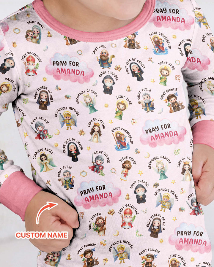 Catholic All Saints Bamboo Two Piece Long Sleeve Pajama Set