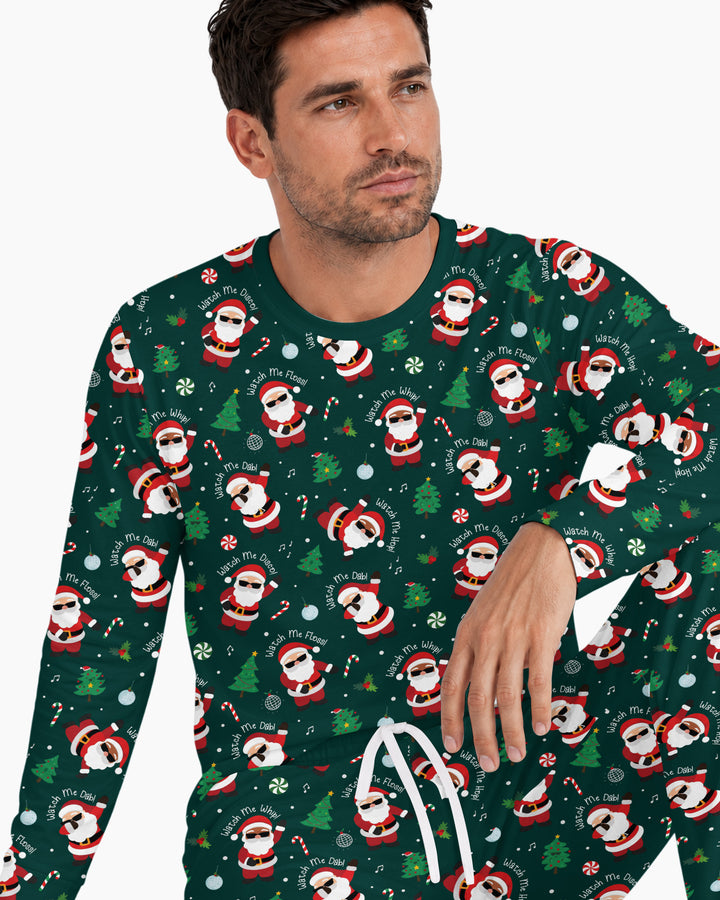 Santa's Christmas Dance Party Bamboo Men's Pajama Set
