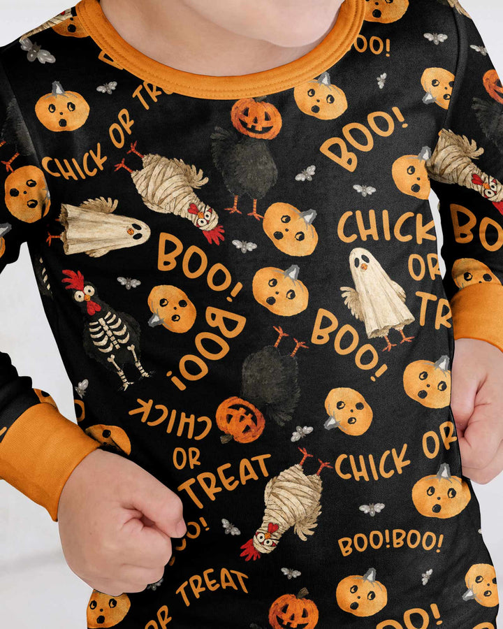 Halloween Chick or Treat Bamboo Two Piece Long Sleeve Pajama Set