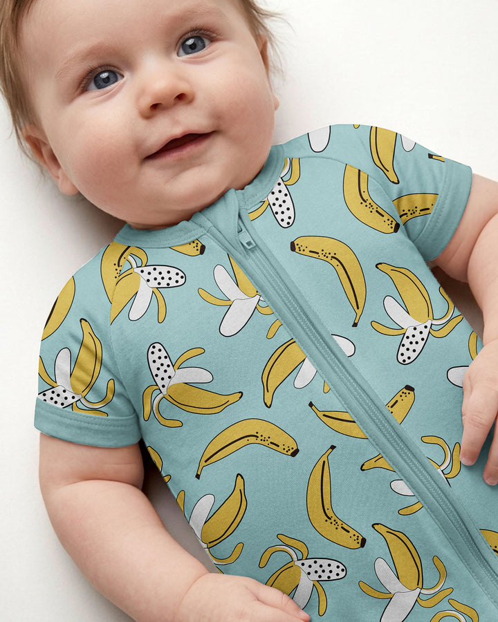 Bananas Bamboo Shorty Zippered Romper