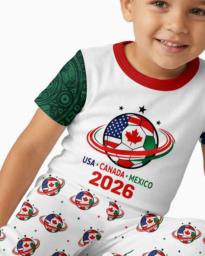 Soccer Cup USA Canada Mexico Bamboo Two Piece Short Sleeve Pajama Set