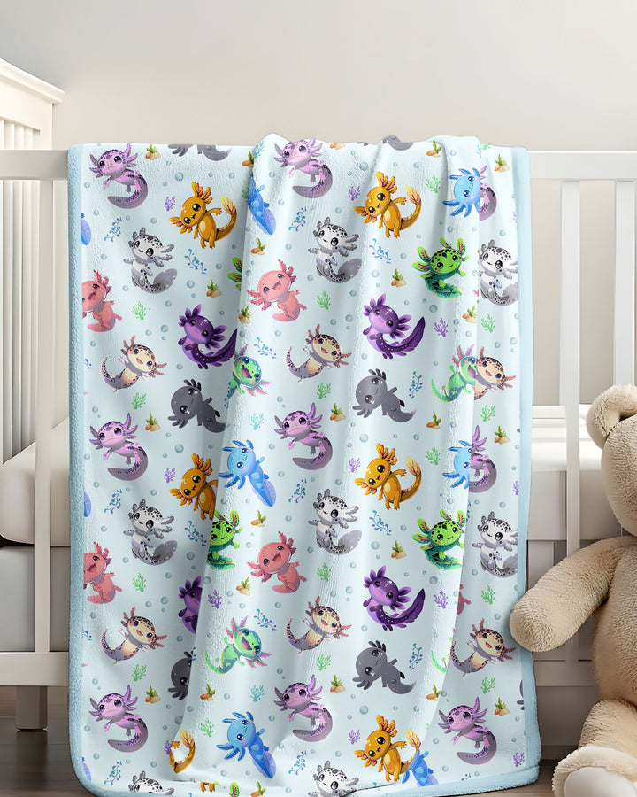 I Love You Axolotl Bamboo Blanket