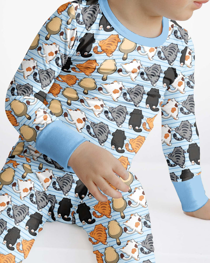 Funny Cat Butts Club Family Matching Bamboo Two Piece Long Sleeve Pajama Set