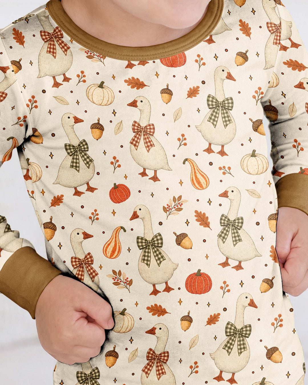 Vintage Fall Geese Bamboo Two Piece Long Sleeve Pajama Set