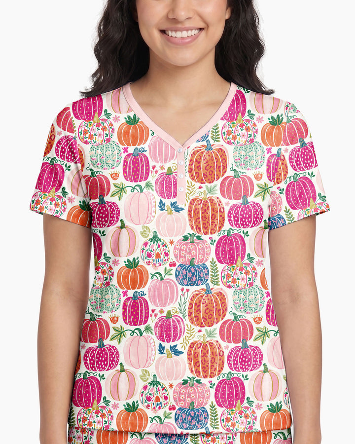 Pumpkin & Bloom Bamboo Women Short Sleeve Short Pajama Set