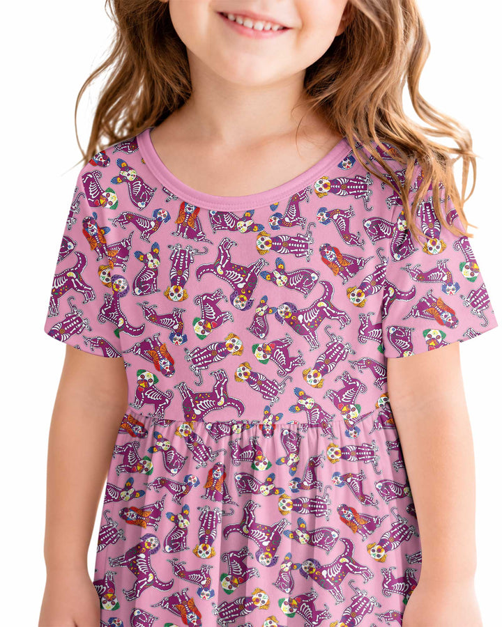 Dia De Los Muertos Doggie Bamboo Twirl Dress