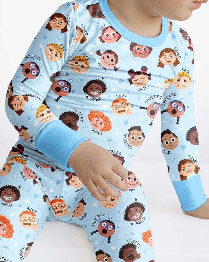 Feelings Vocabulary Bamboo Two Piece Long Sleeve Pajama Set