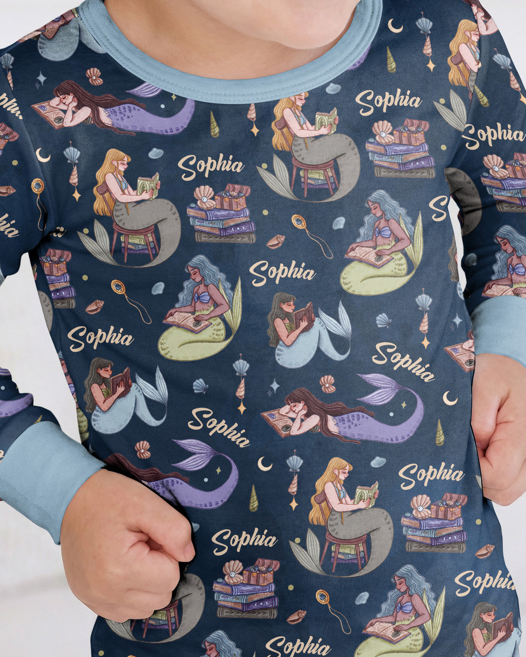 Mermaid Reads Bamboo Two Piece Long Sleeve Pajama Set