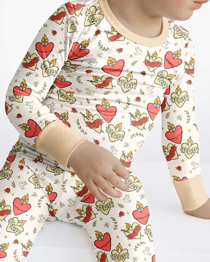 Zweiteiliges Langarm-Pyjama-Set mit Sommerfrüchten
