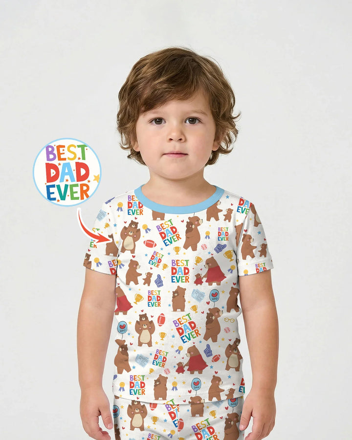 Best Daddy Bear Ever Family Matching Bamboo Two Piece Short Sleeve Shorts Pajama Set
