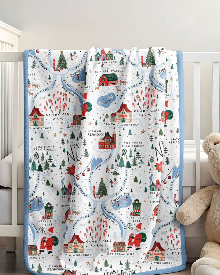 The North Pole Map Bamboo Blanket
