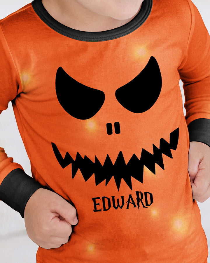 Glowing Pumpkin Bamboo Two Piece Long Sleeve Pajama Set