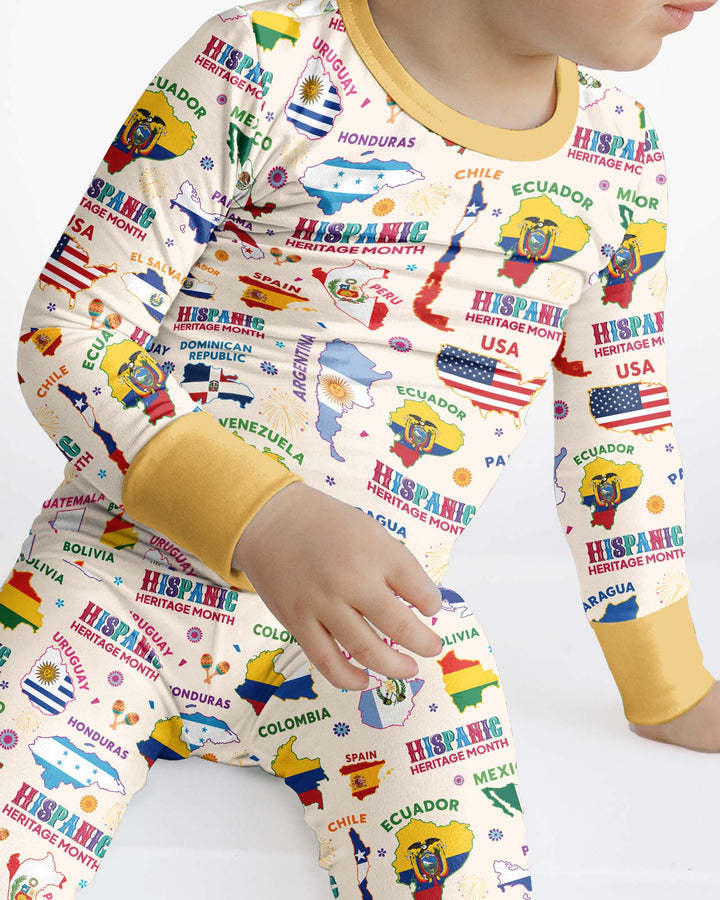 Hispanic Heritage Month Country Flags Bamboo Two Piece Long Sleeve Pajama Set