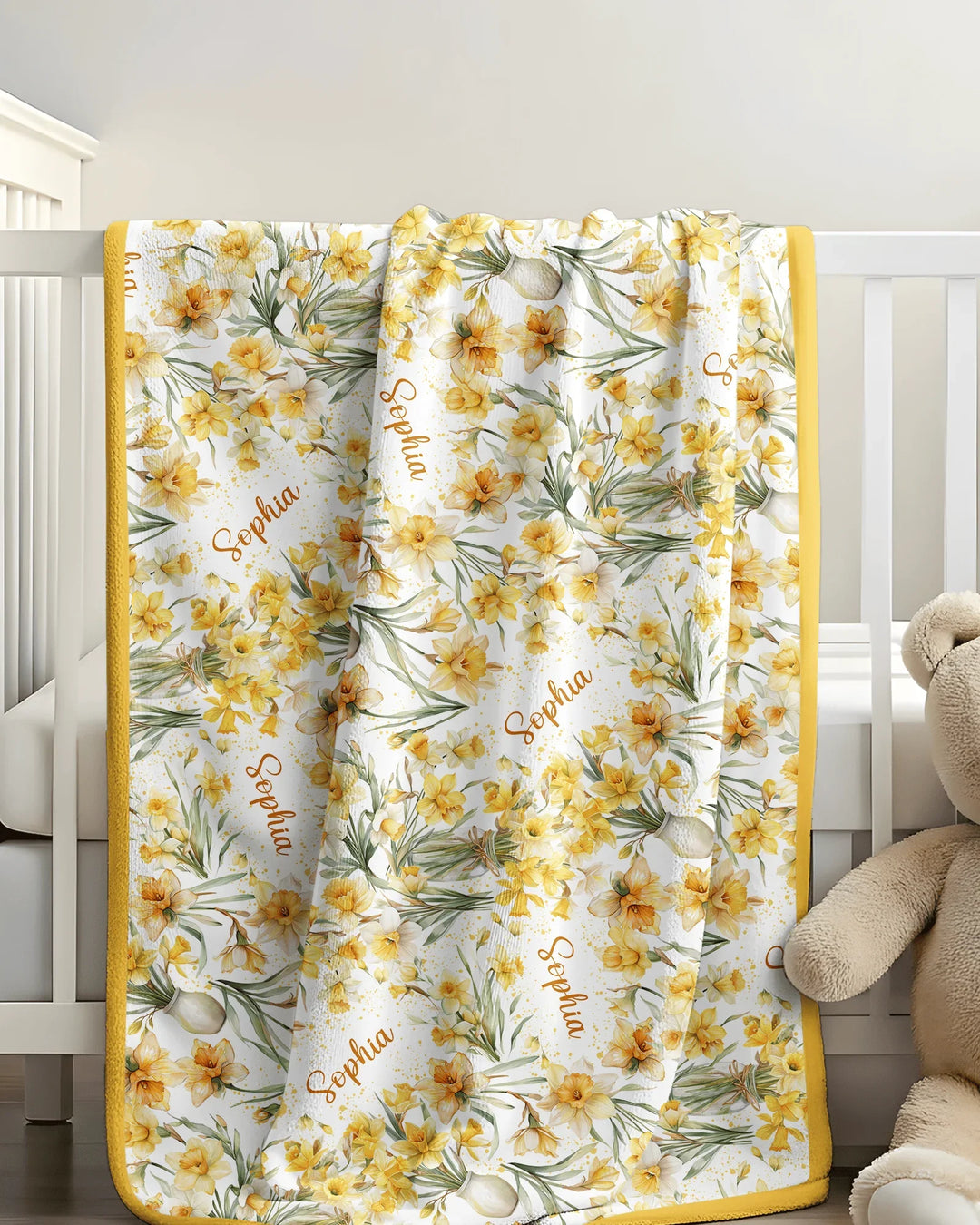 Custom Name Birth Month Flowers Bamboo Blanket