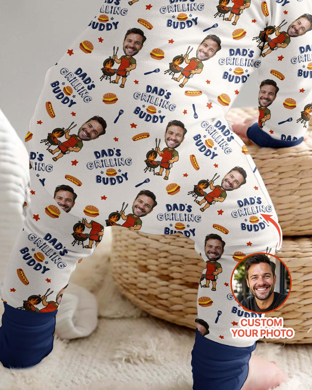 Custom Photo Dad's Grilling Buddy Family Matching Bamboo Convertible Zippy