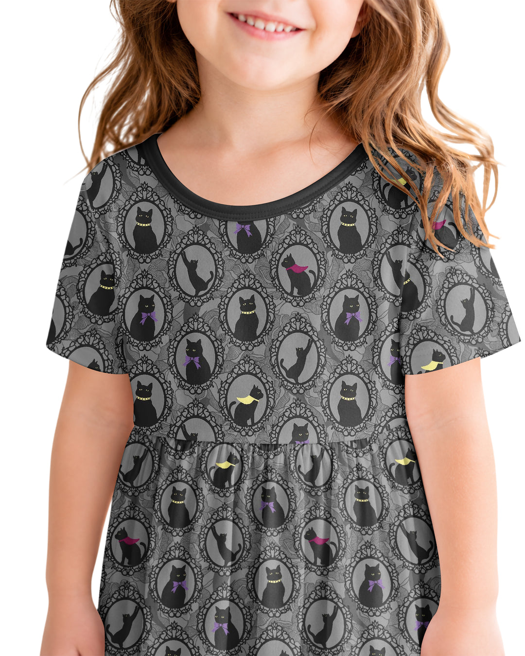 Midnight Cat Parade Bamboo Twirl Dress