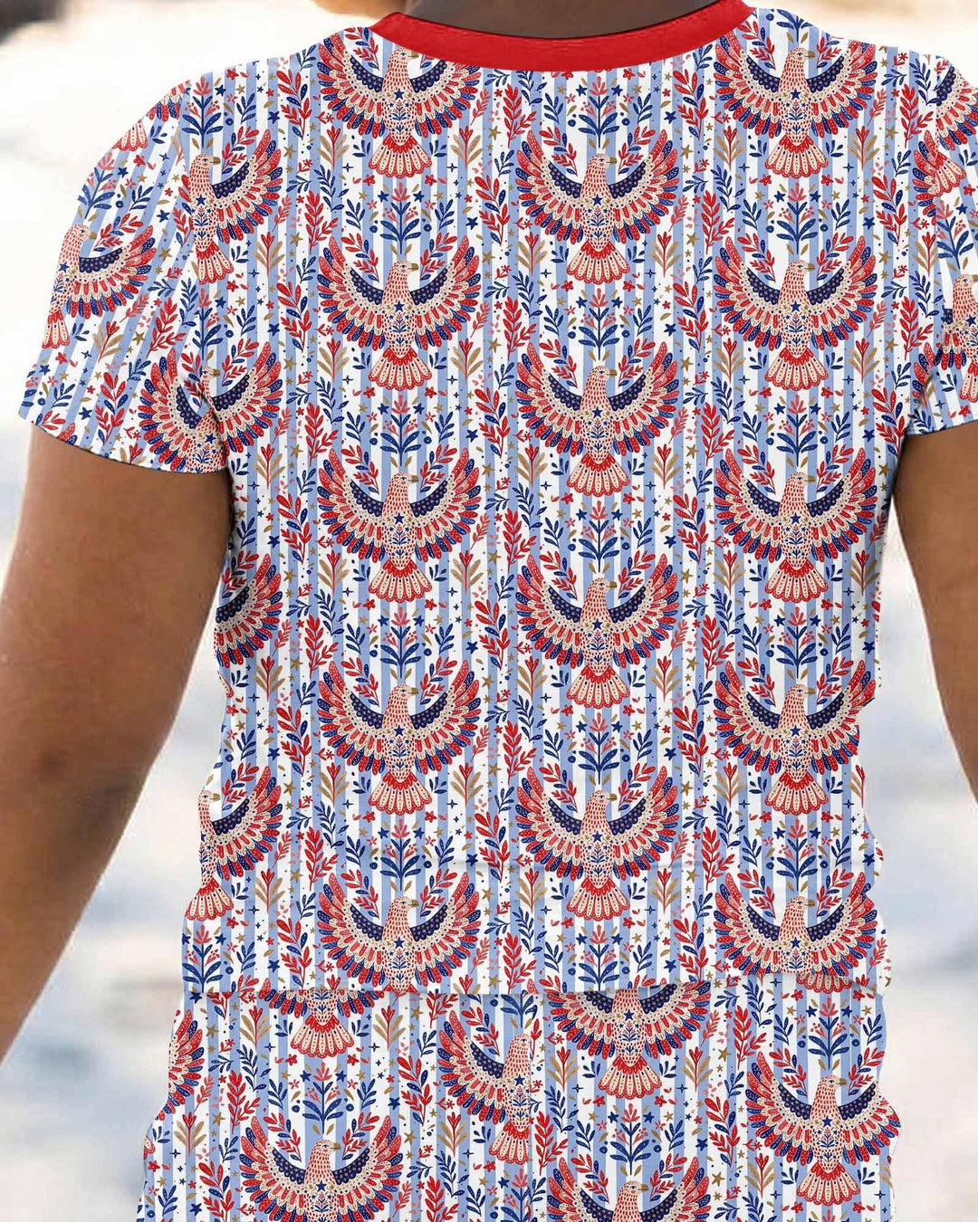 Patriotic Eagle Bamboo Two Piece Short Sleeve Pajama Set