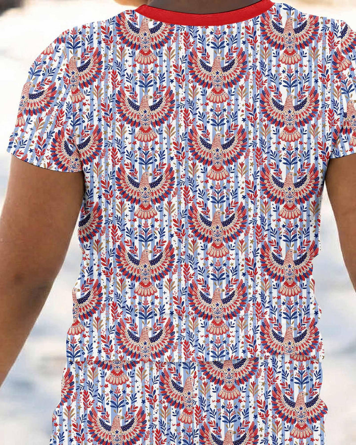 Patriotic Eagle Bamboo Two Piece Short Sleeve Pajama Set
