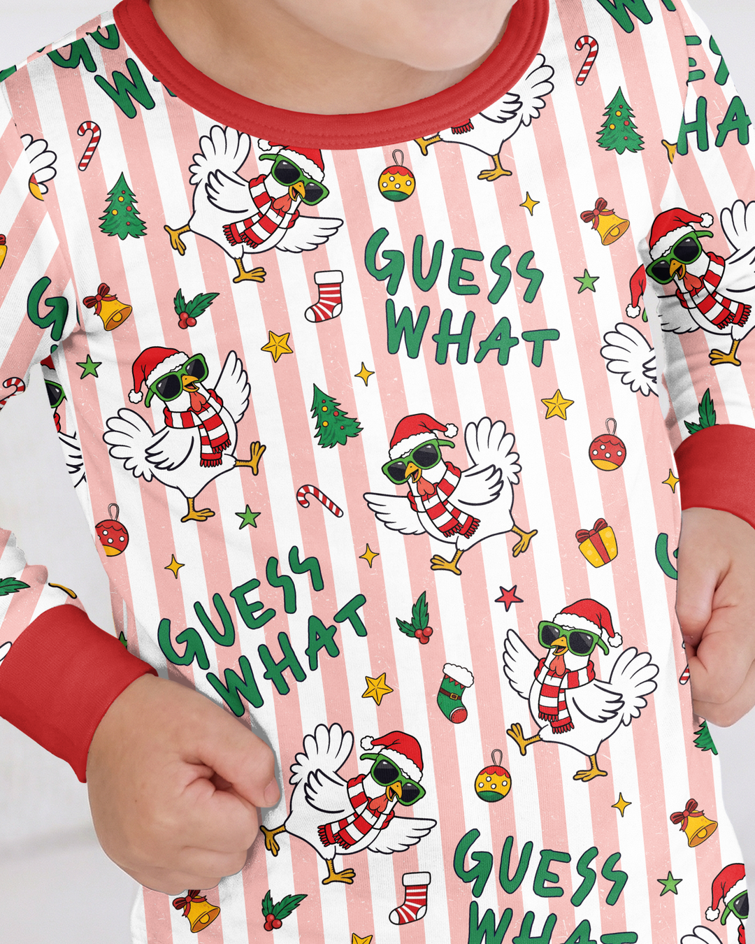 Guess What Chicken Butt Christmas Bamboo Two Piece Long Sleeve Pajama Set